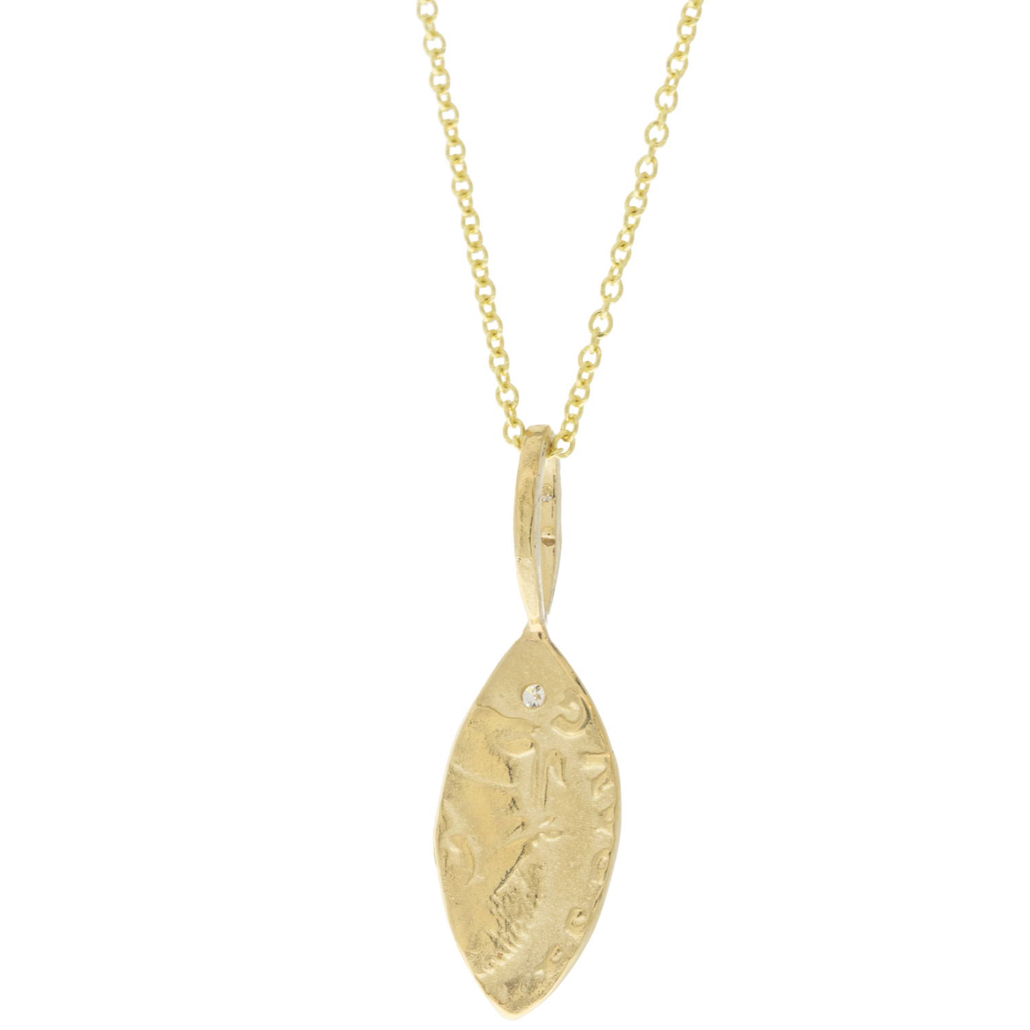 Robin Haley: Artifact Necklace, "Honest With Yourself" 14K, gold/diam bail, 16-18" .03 tcw