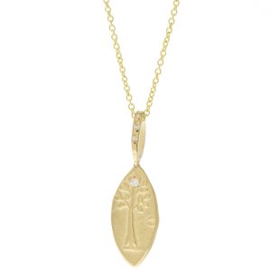 Robin Haley: Artifact Necklace, "Honest With Yourself" 14K, gold/diam bail, 16-18" .03 tcw