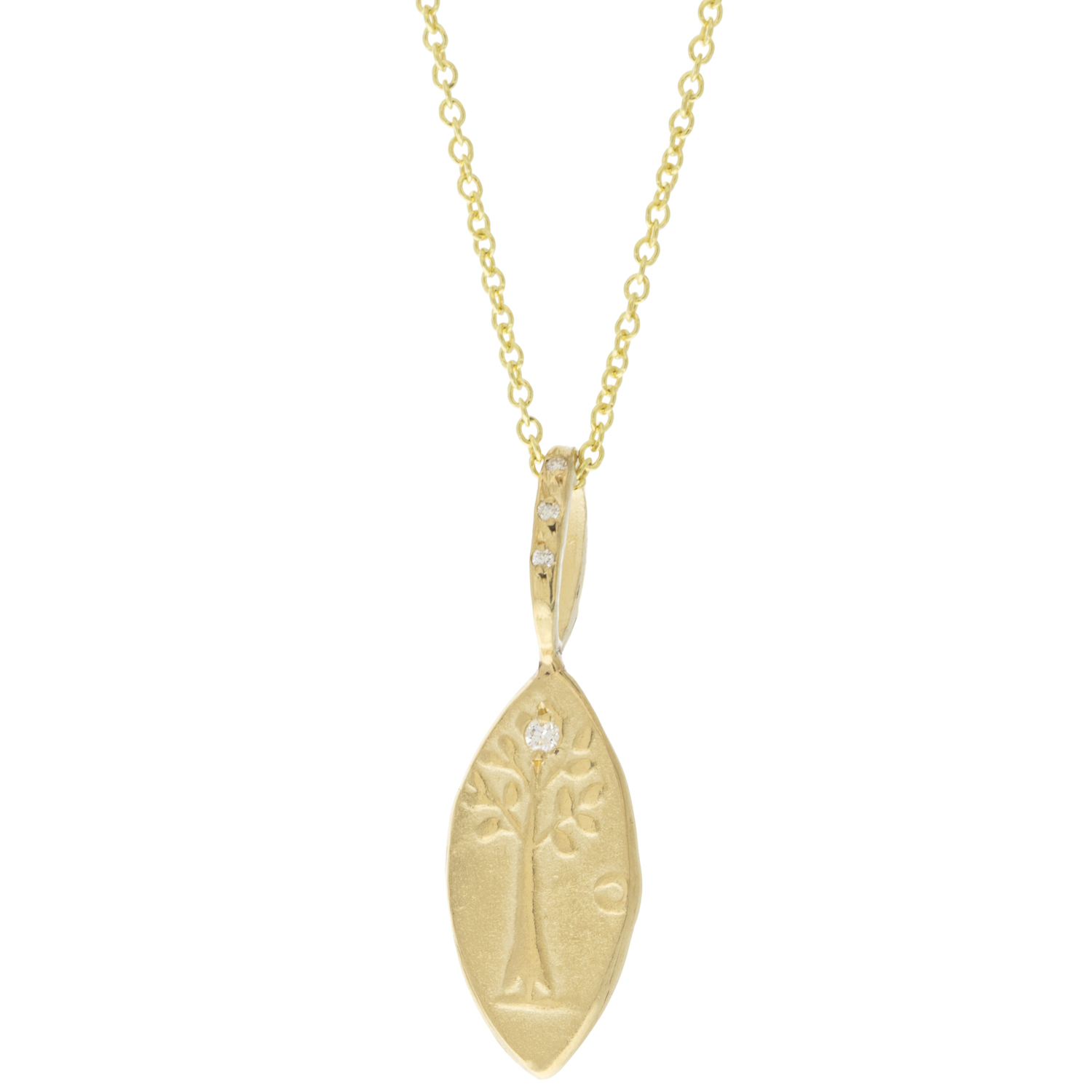 Robin Haley: Artifact Necklace, "Honest With Yourself" 14K, gold/diam bail, 16-18" .03 tcw