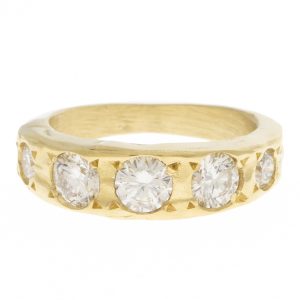 Robin Haley: Ring, 14k Gold, 5 Stone Lab Grown Diamond Band, 1.36 tcw, Size 6.5