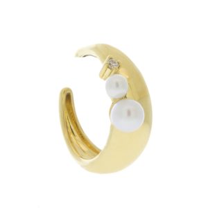 Mizuki: Earcuff SINGLE,Pearl & Diamonds 0.01ct