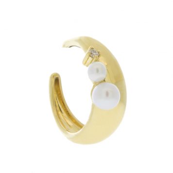 Mizuki: Earcuff SINGLE,Pearl & Diamonds 0.01ct