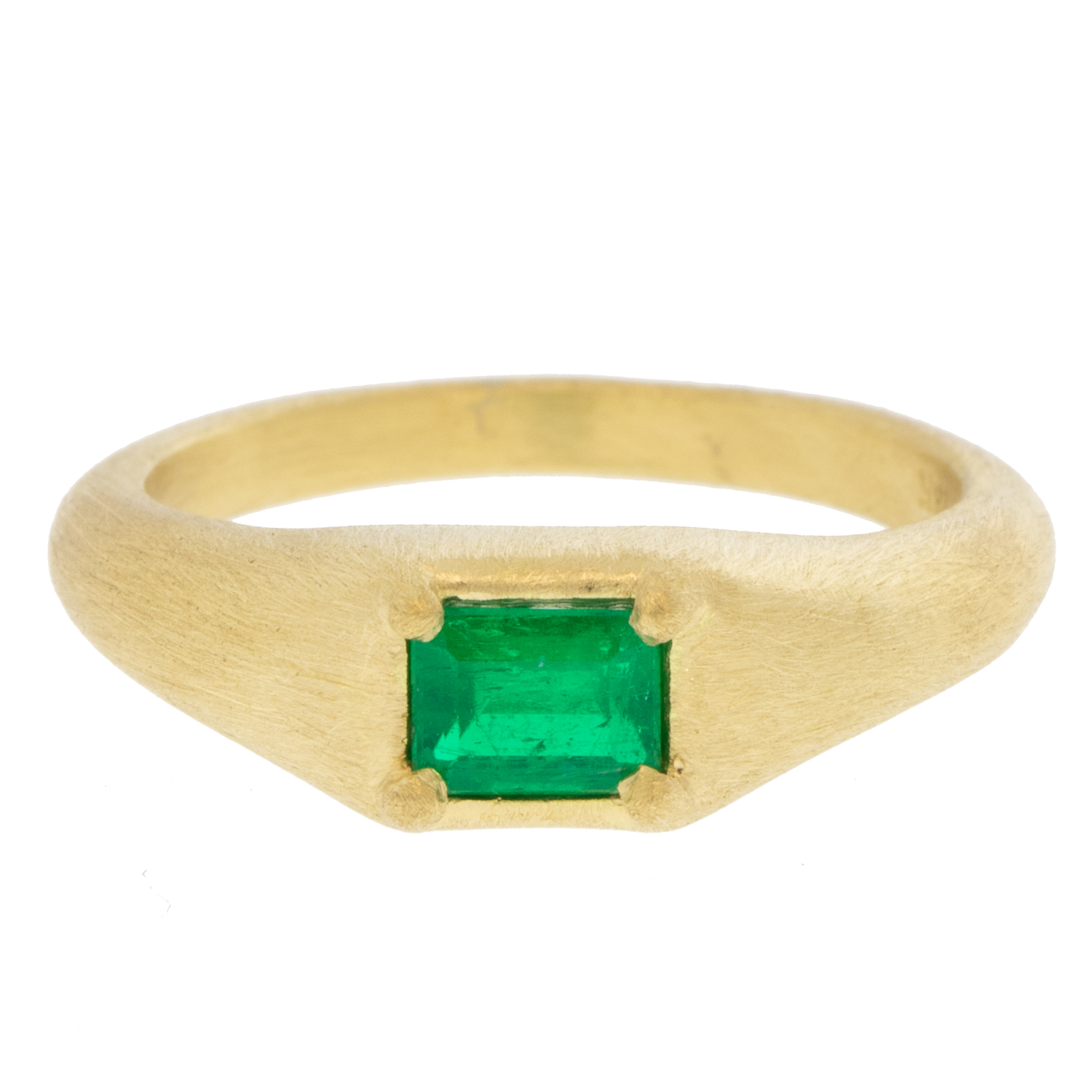 Yasuko Azuma: Ring, 18ky 0.44ct Zambian Emerald Zen Ring, sz 6.5