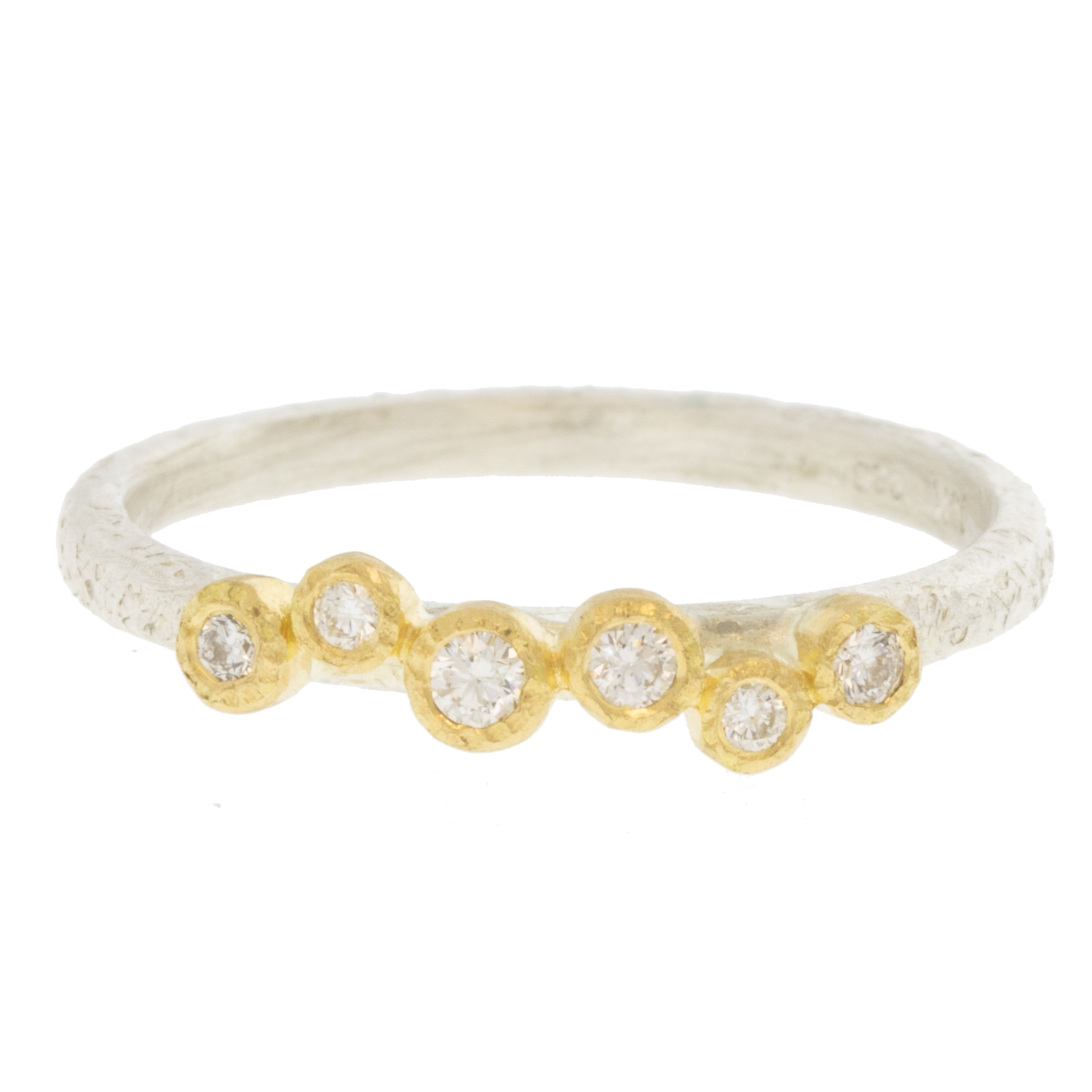 Yasuko Azuma:SS Textured band,6 bezel,0.14ct,18ky bezel