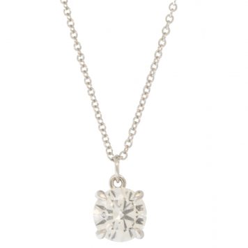 ILA:  Necklace, Moveable Round Pendant, 1.00ct, 14K WG, Chain 15"-16", Pendant 5/16" x 1/4"