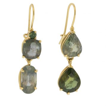 Alison Shiboski: 14k Huge Untreated Sapphire Dangle Earrings, 24.25tcw