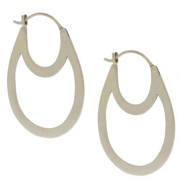 Jane Diaz: Silver, Double Oval Hoop Earrings
