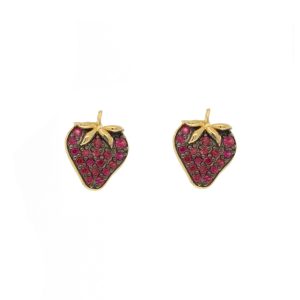 Sydney Evan: Earring, Ruby Strawberry Studs