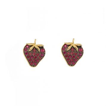 Sydney Evan: Earring, Ruby Strawberry Studs