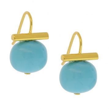 Catherine Canino: Medium TURQUOISE Pebble Earrings w/ Polished 14K Over Brass