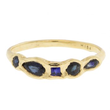 Misa Jewelry : Journey Treasure sapphire ring,14k yellow gold blue sapphire