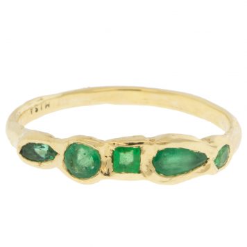 Misa Jewelry: Ring, Journey Treasure, Emerald, 14K yellow gold, Size 6.5