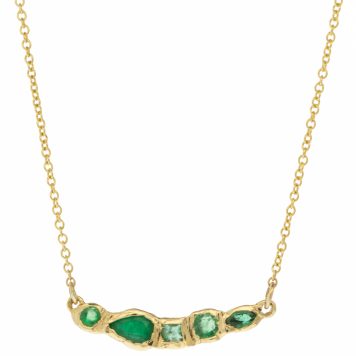 Misa Jewelry:  Journey Treasure Emerald  Necklace, 14k Yellow gold,17"