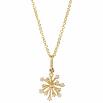 Sydney Evan: Small Burst Flower Charm Necklace, 14k, Diamonds
