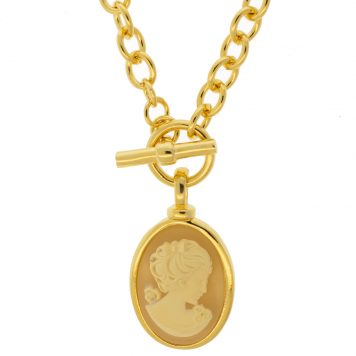 Catherine Canino: Classic Cameo Cable Necklace, 17" - Gilt Lady