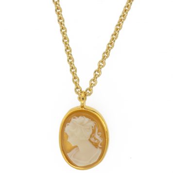 Catherine Canino: Small Cameo Cable Pendant, 17" - Gilt Lady