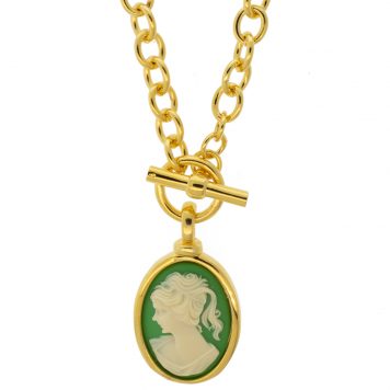 Catherine Canino: Classic Cameo Cable Necklace, 17" - Emerald Lady