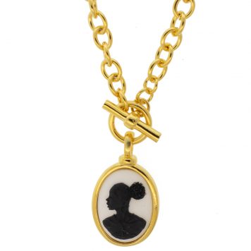 Catherine Canino: Classic Cameo Cable Necklace, 17" - Noir Lady