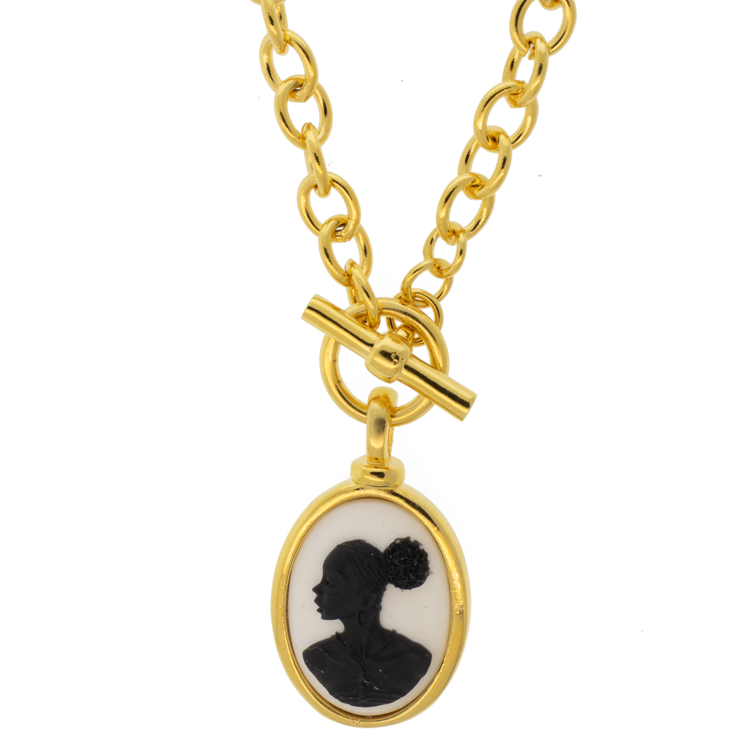 Catherine Canino: Classic Cameo Cable Necklace, 17" - Noir Lady