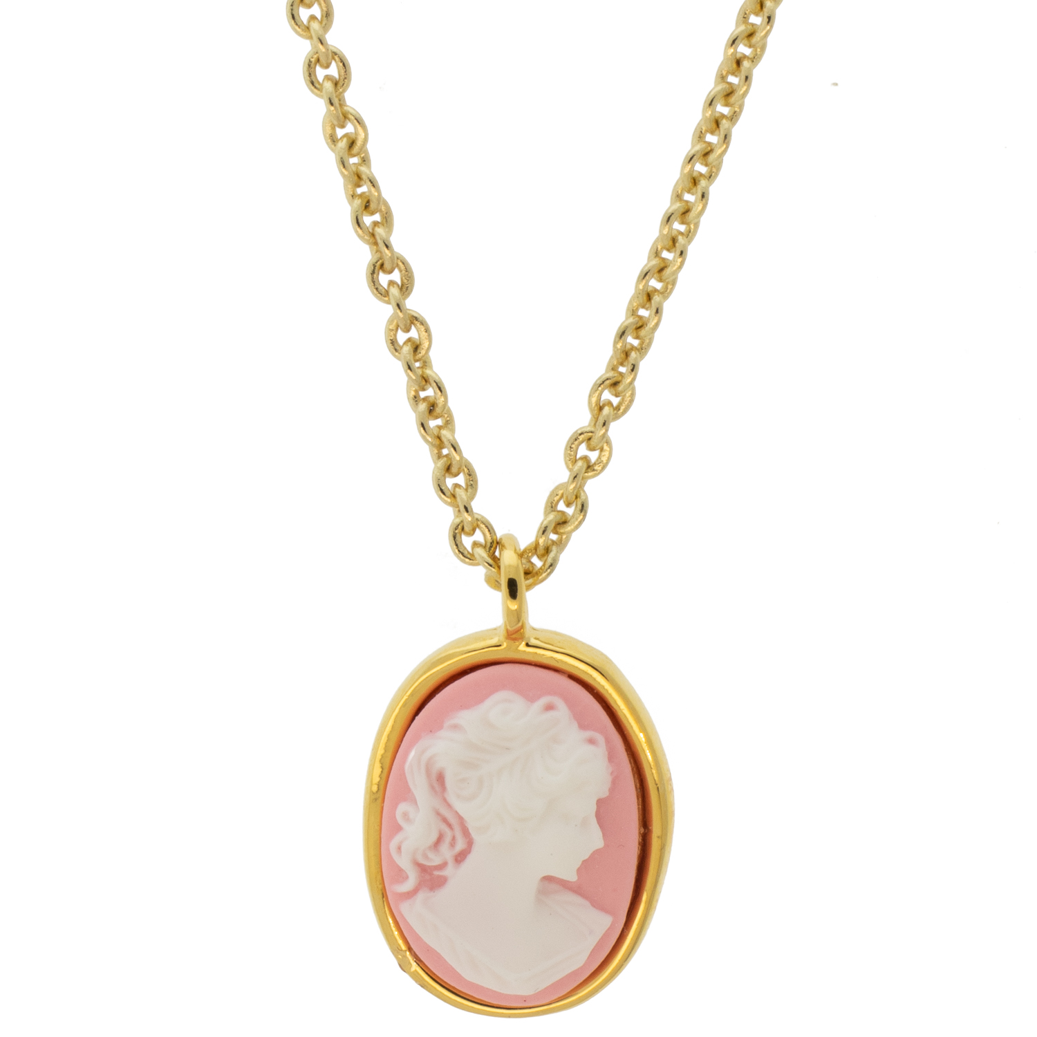 Catherine Canino: Small Cameo Cable Pendant, 17" - Rose Lady