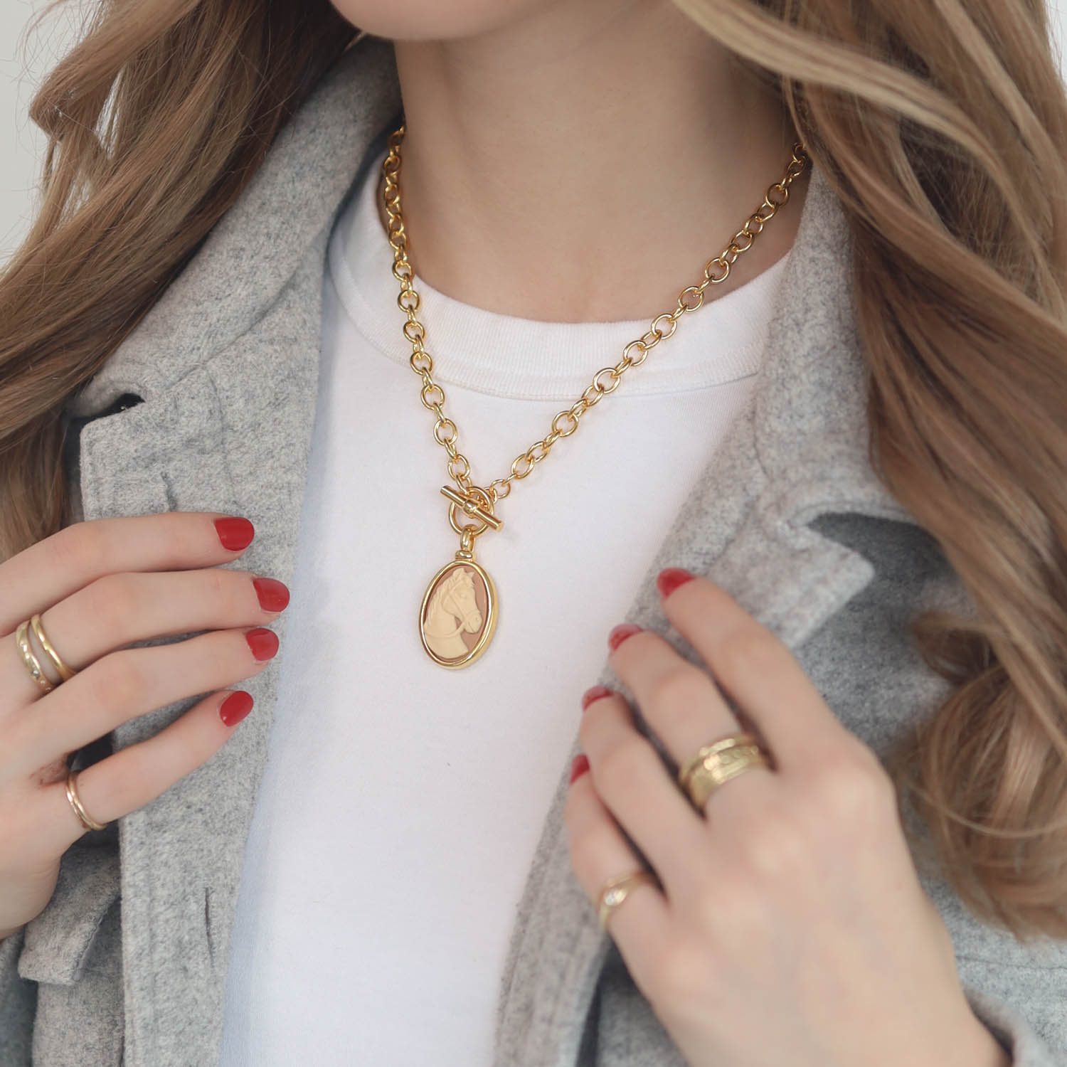 Catherine Canino: Classic Cameo Cable Necklace, 17" - Siena Equestrian