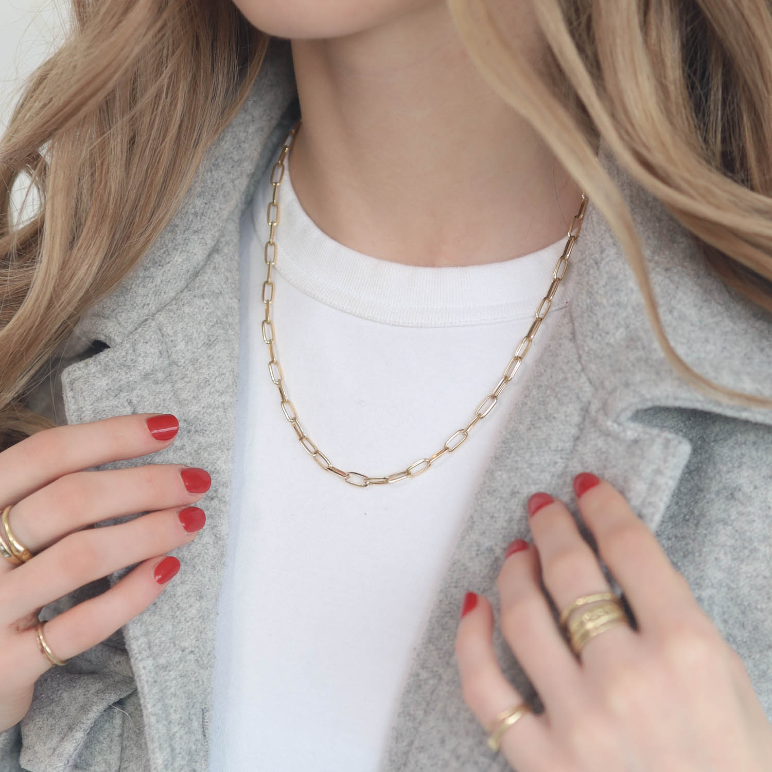 Lizzie Mandler : Chain,Knife Edge Oval,18K Yellow Gold