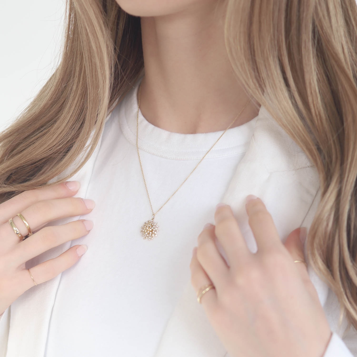 Sydney Evan: Desert Flower Charm Necklace, 14k, Diamonds