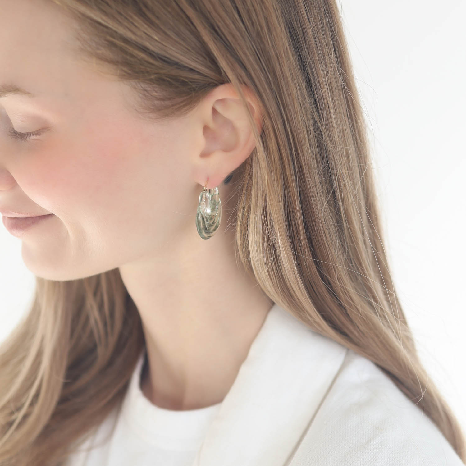 Ten Thousand Things:Green Amethyst Carved Stone Gong Hoop