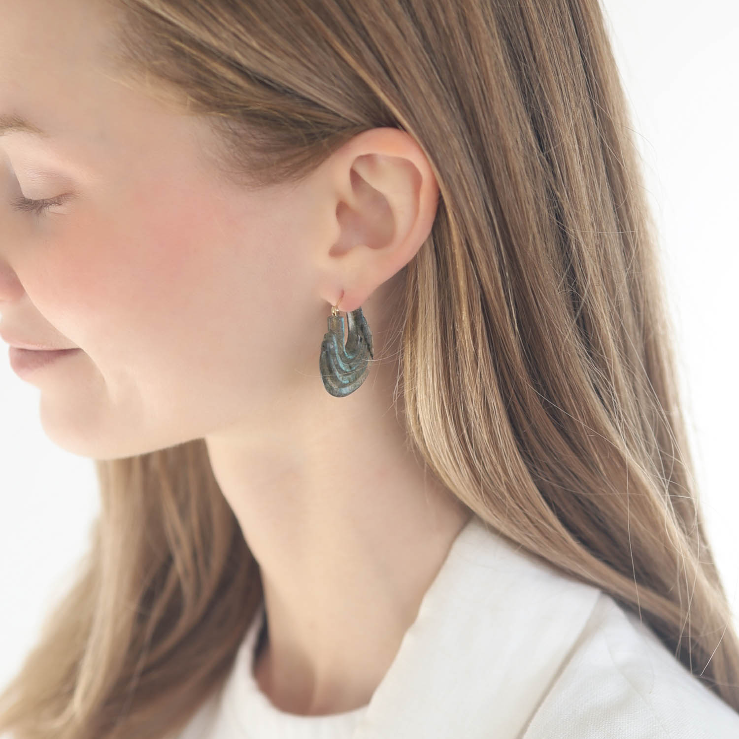 Ten Thousand Things:Labradorite Carved Stone Gong Hoop