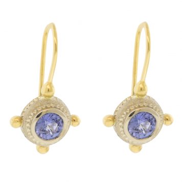 Alison Shiboski:Porthole earrings,Blue Sapphire 1.38cts,14k white gold,18k YG