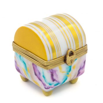 Yuko Kikuchi: Hand Painted Porcelain Ringbox, Marble x Gold Stripe