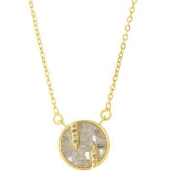 Shana Gulati:BATTICE Pendant necklaceSliced raw uncut diamonds, White Resin, Pave champagne diamonds, Vermeil 18K