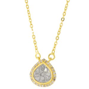 Shana Gulati:ARASHI Pendant necklaceSliced raw uncut diamonds, Silver Resin, Pave champagne diamonds, Vermeil 18K