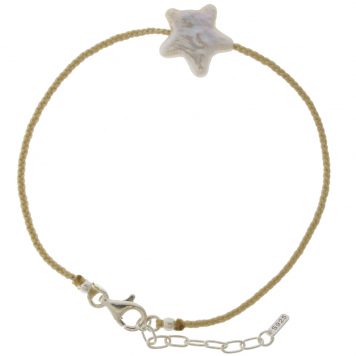 Tai: Bracelet, Star Pearl w/ Cream Natural Braided Cord, Adjustable Clasp