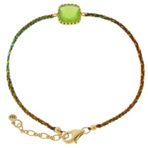 Tai: Bracelet, Apple Glass w/ Multi Colored Braided Cord, Adjustable Clasp