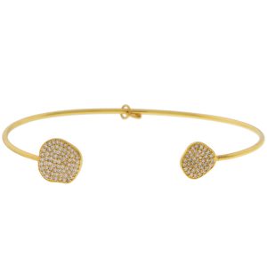 Tai: Gold CZ Irregular Disc Open Bracelet