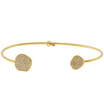 Tai: Gold CZ Irregular Disc Open Bracelet
