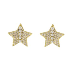 Tai: 3D CZ Star Earring w/ Pearls