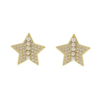 Tai: 3D CZ Star Earring w/ Pearls