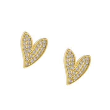 Tai: Gold Irregular Shaped CZ Heart Post