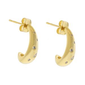 Tai: Graduated Gold Hoop Earring w/ Mixed CZ Accents