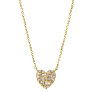 Tai: Gold Simple Chain Necklace w/ Mixed Size CZ Heart