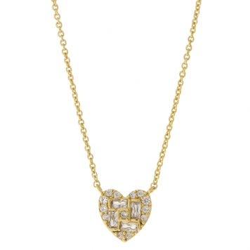 Tai: Gold Simple Chain Necklace w/ Mixed Size CZ Heart
