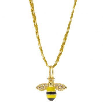 Tai: Necklace, Bee w/ Yellow/Cream Cord, Adjustable Clasp