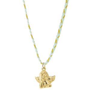 Tai: Necklace, Angel w/ Light Green/Gold Cord, Adjustable Clasp