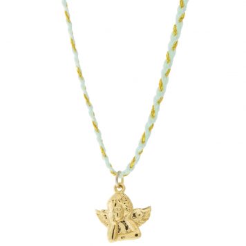 Tai: Necklace, Angel w/ Light Green/Gold Cord, Adjustable Clasp