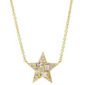 Tai: Gold Simple Chain Necklace w/ Mixed Size CZ Star
