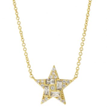 Tai: Gold Simple Chain Necklace w/ Mixed Size CZ Star