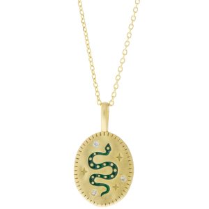 Tai: Gold Vermeil Chain w/ Oval Pendant, Snake detailing