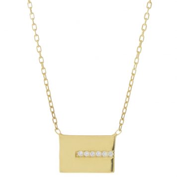 Tai: Gold Vermeil Chain w/ Small Envelope, CZ